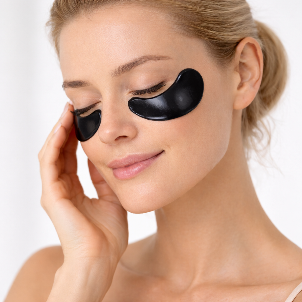 Black charcoal hydrogel under eye patches with cooling gel