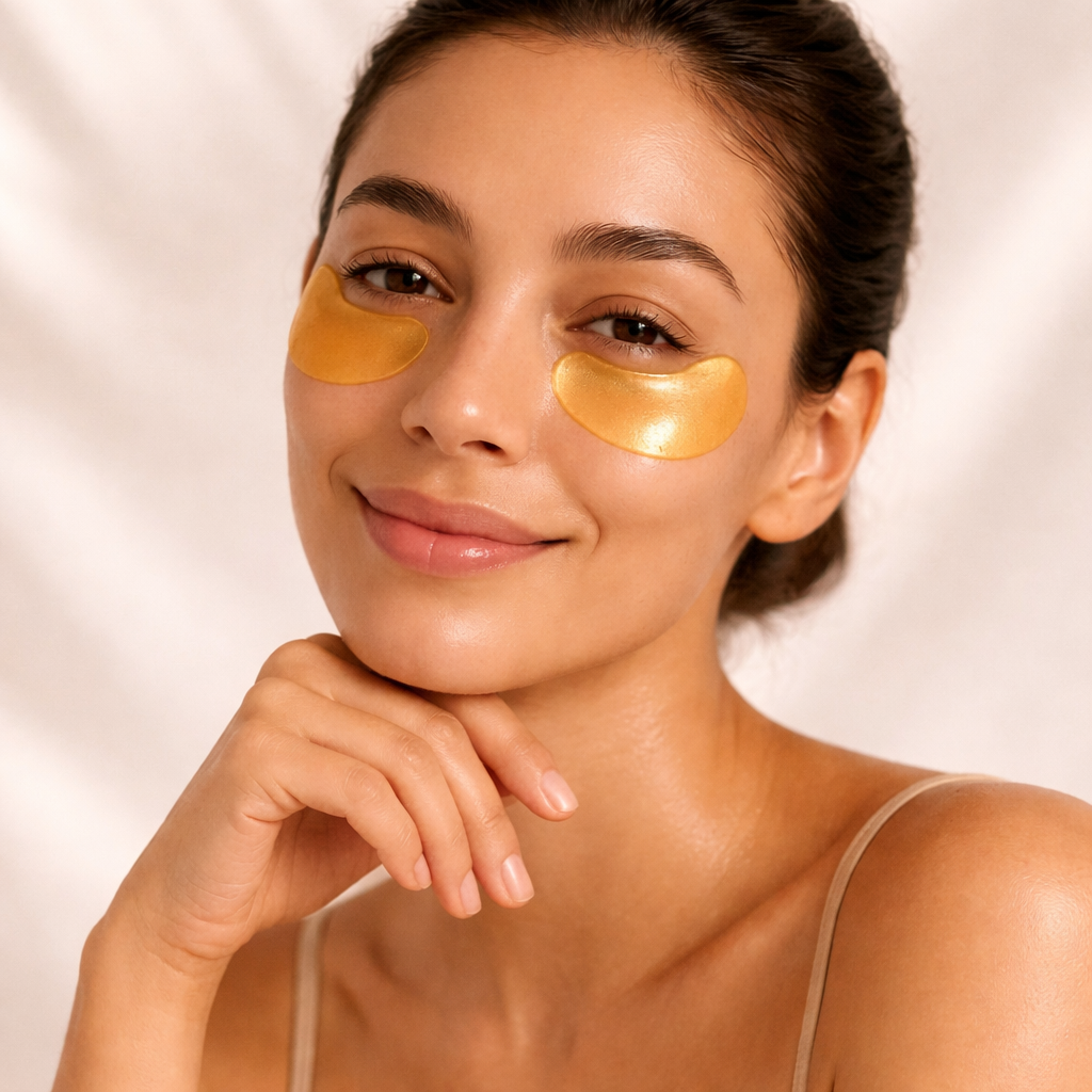 Golden hydrogel under eye patches with cooling gel