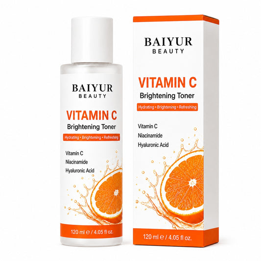 Private label Vitamin C Brightening Toner with bottle and paper box packaging by Baiyur Beauty
