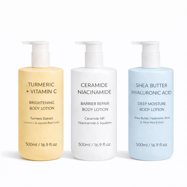 Private label body lotion series with brightening barrier repair and deep moisture body lotions