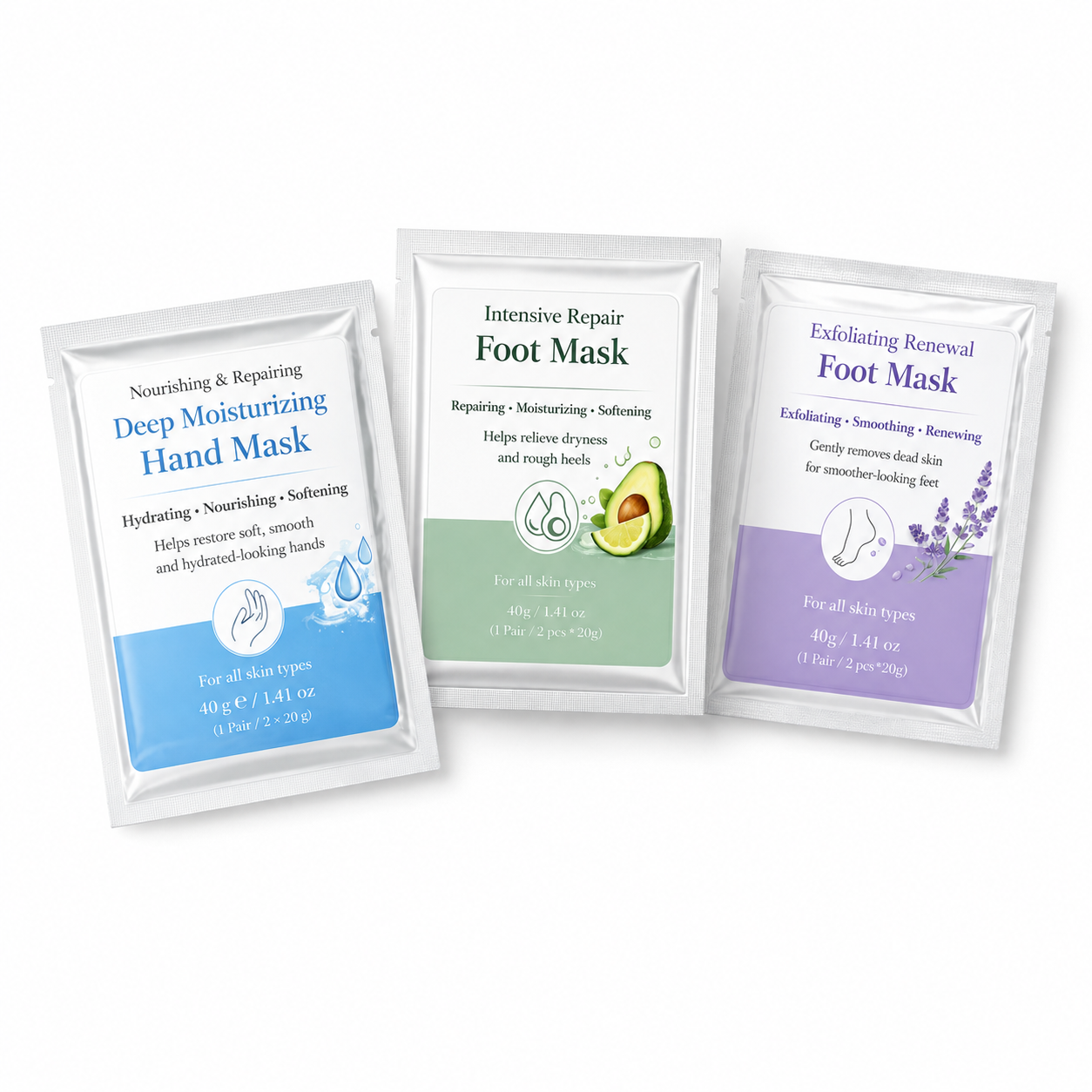 Private label hand and foot care series with hand mask and foot mask products