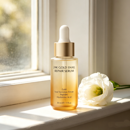Private Label 24K Gold Snail Repair Serum for Hydration & Skin Renewal Care