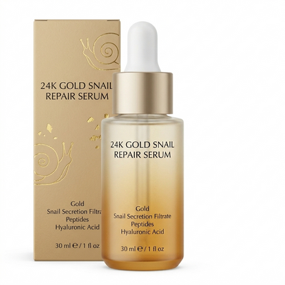 Private Label 24K Gold Snail Repair Serum for Hydration & Skin Renewal Care