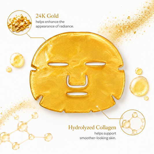 Gold collagen facial mask ingredients with hydrolyzed collagen and sodium hyaluronate