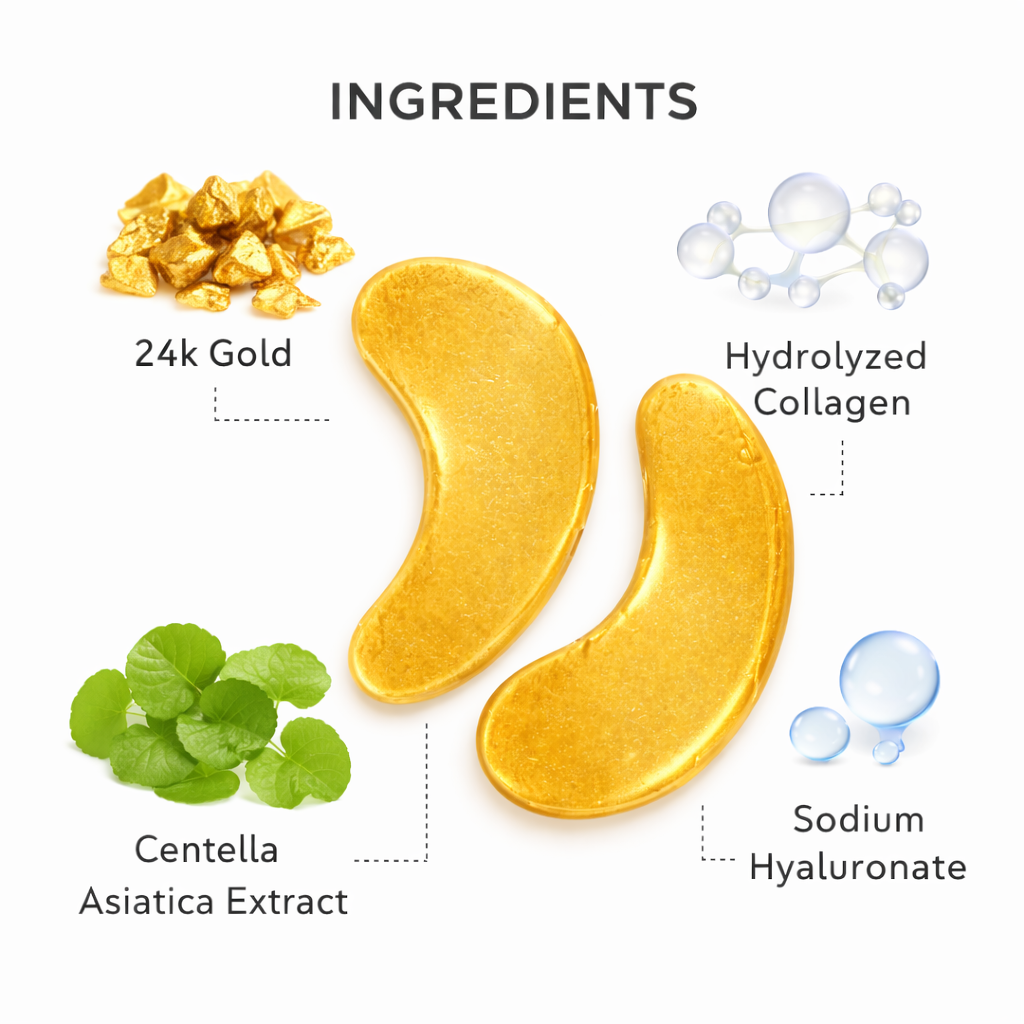 24K gold collagen hydrogel eye mask with collagen sodium hyaluronate and licorice extract