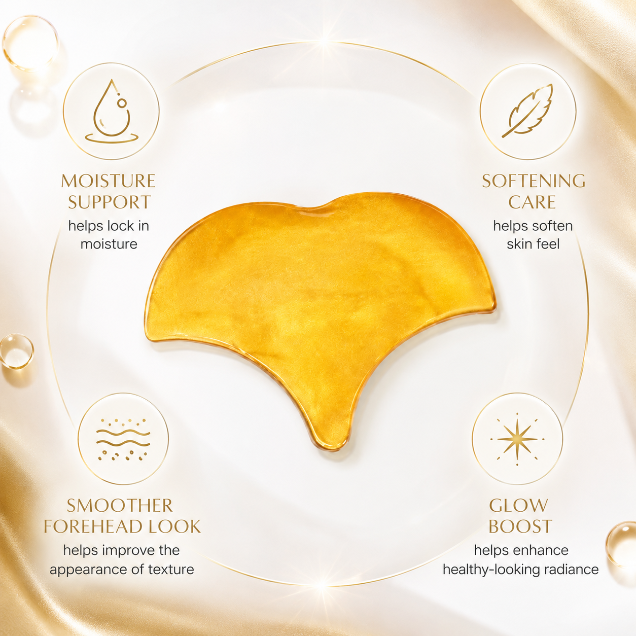 Gold collagen forehead mask benefits for hydrated and smooth-looking forehead skin