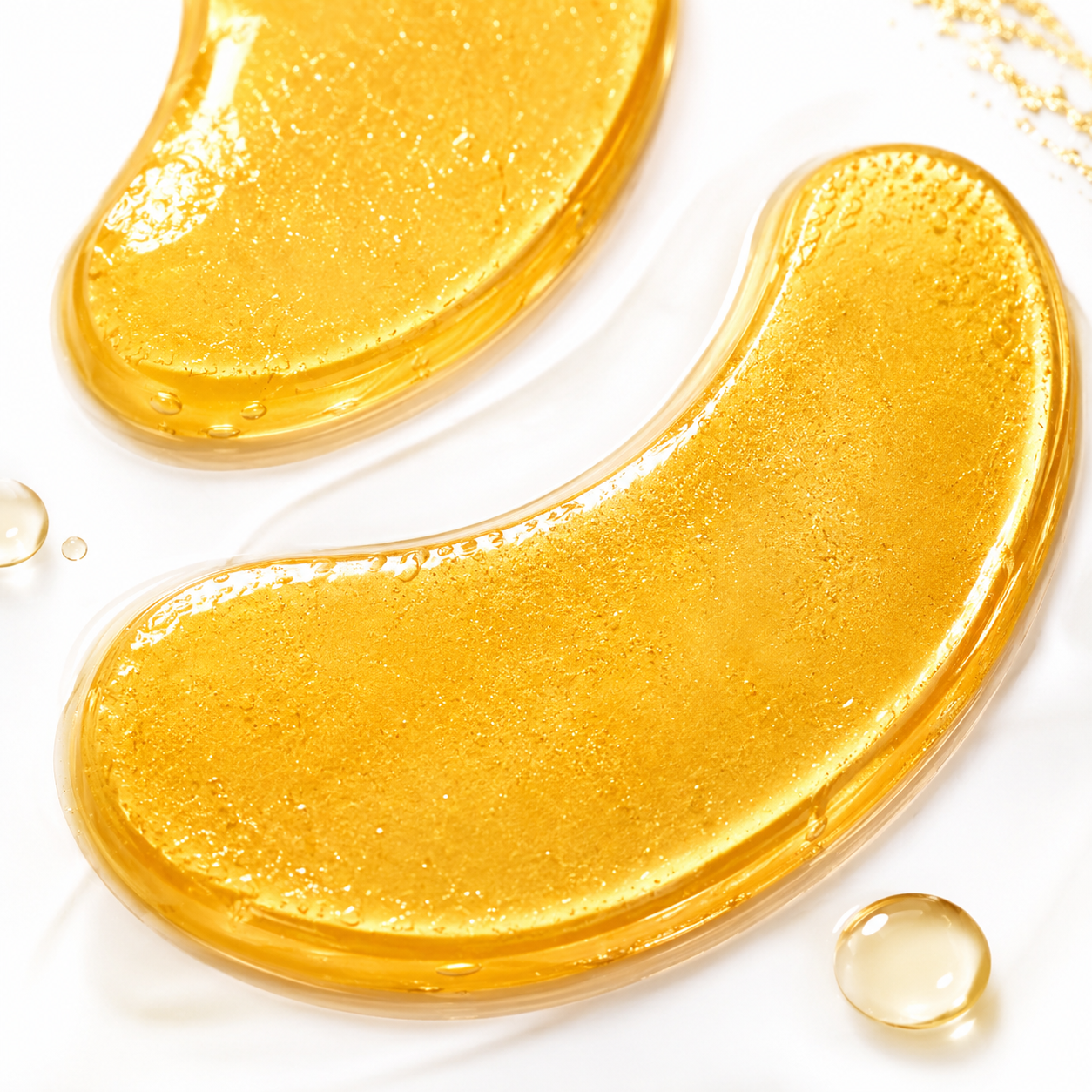Gold-look under eye hydrogel patch texture for private label eye care product