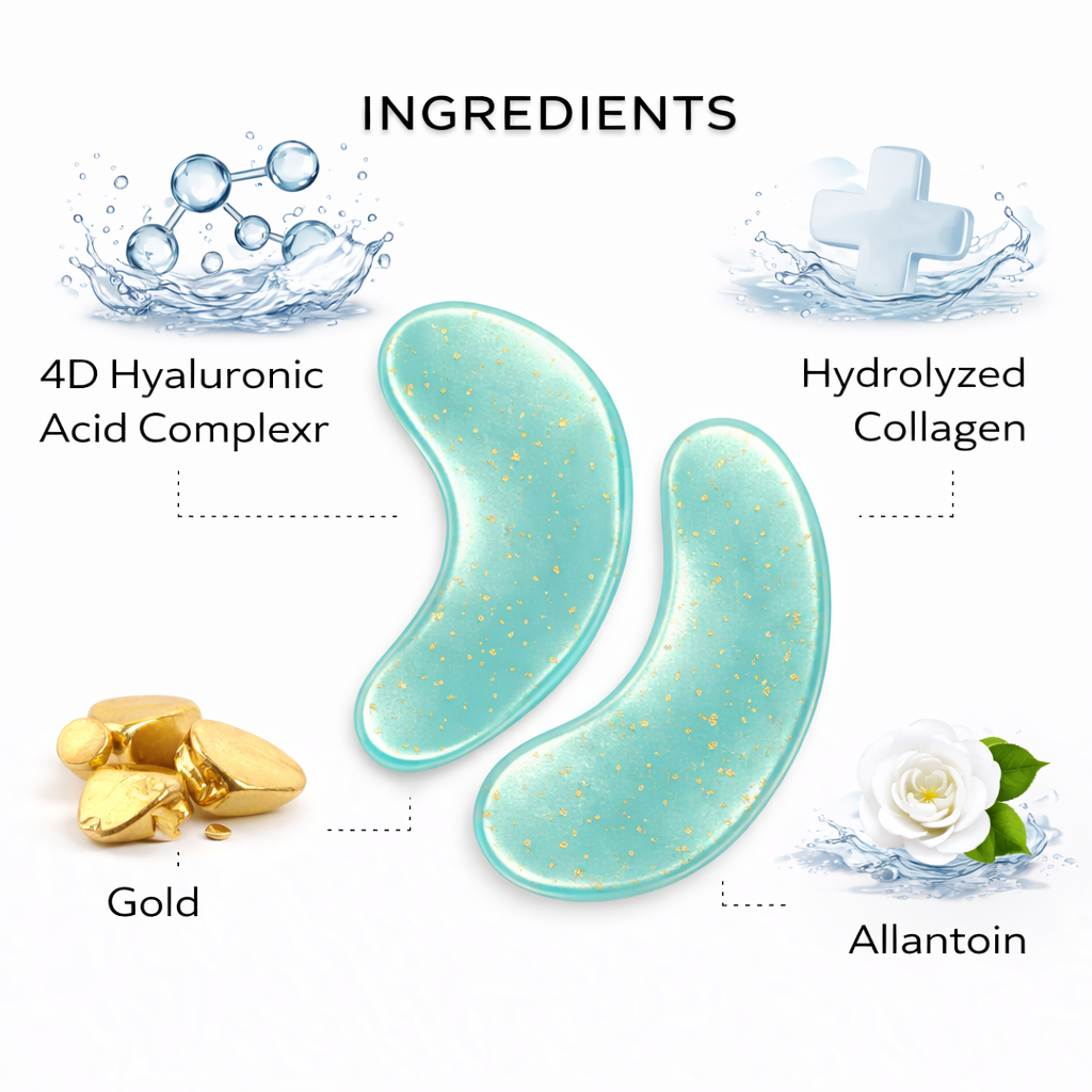 4D hyaluronic acid hydrogel eye mask with collagen gold and allantoin