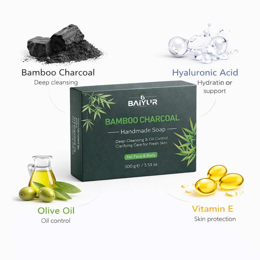 Private Label Bamboo Charcoal Handmade Soap for Deep Cleansing and Oily Skin