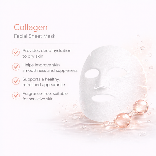 Collagen Hydrating Firming Sheet Mask – Fragrance-Free Moisturizing Face Mask for Smooth, Supple-Looking Skin