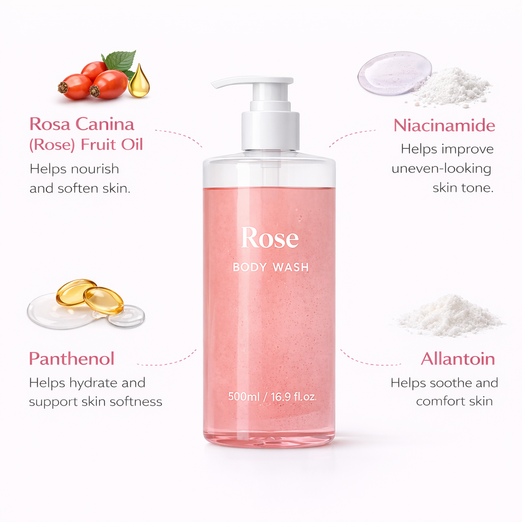 Rose Body Wash with Niacinamide for Soft & Radiant Skin