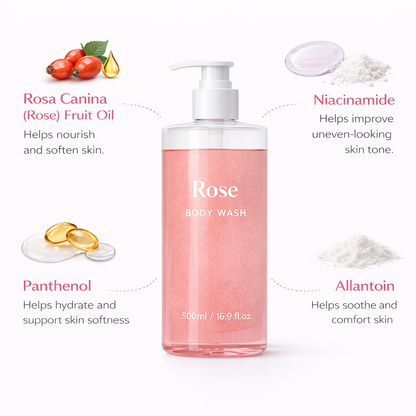 Rose Body Wash with Niacinamide for Soft & Radiant Skin