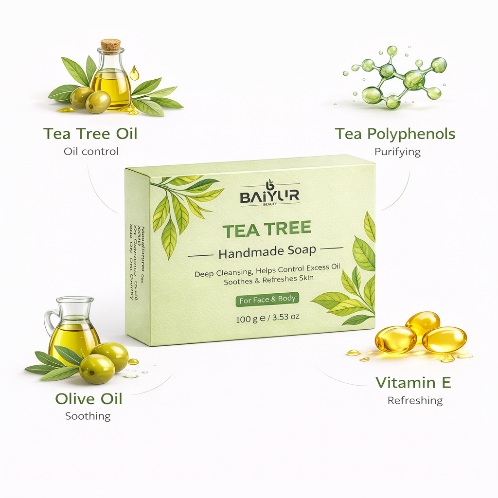 Private Label Tea Tree Handmade Soap for Oil Control and Clear Looking Skin