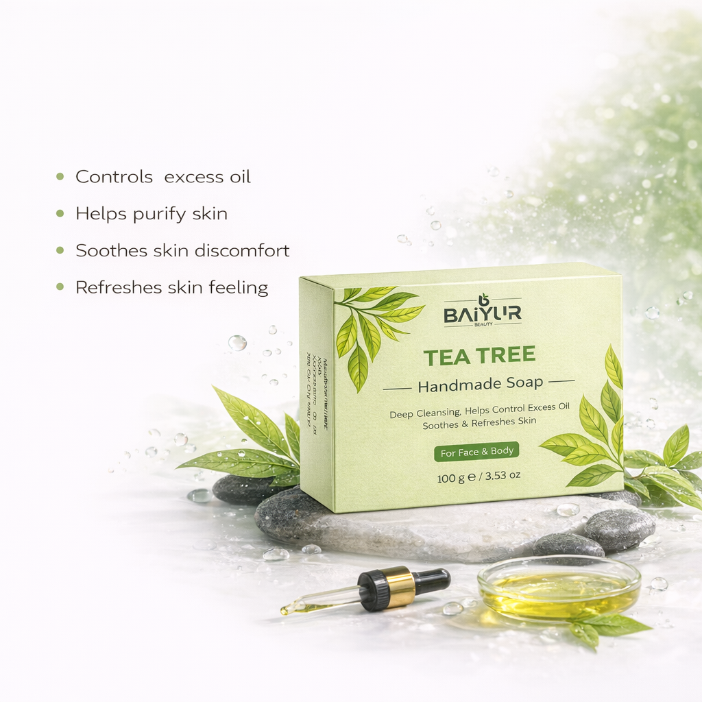 Private Label Tea Tree Handmade Soap for Oil Control and Clear Looking Skin
