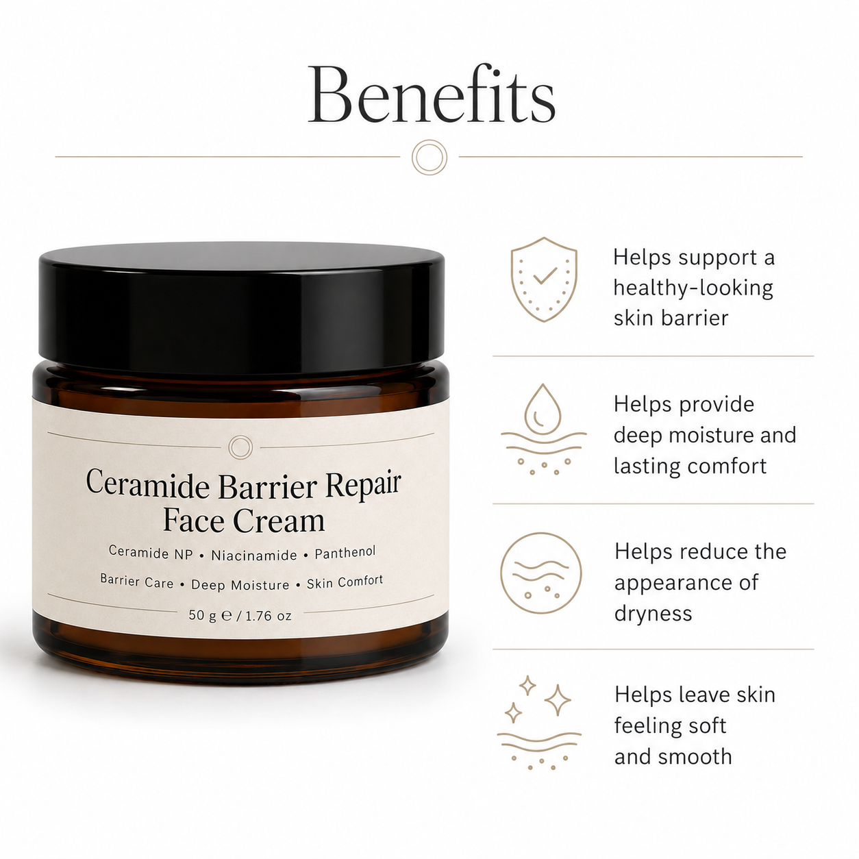 Ceramide cream benefits for skin barrier support hydration and skin comfort