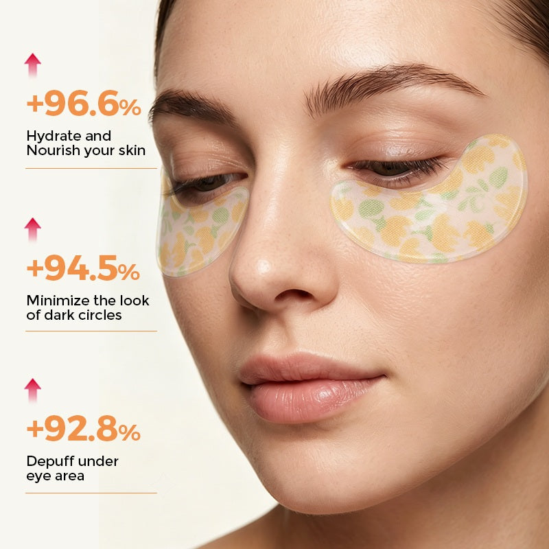 Bloom Party hydrating printed under eye patches showing eye care benefit highlights