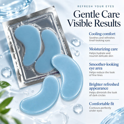 Blue hydrogel under eye patches with individual sachet packaging for private label eye care