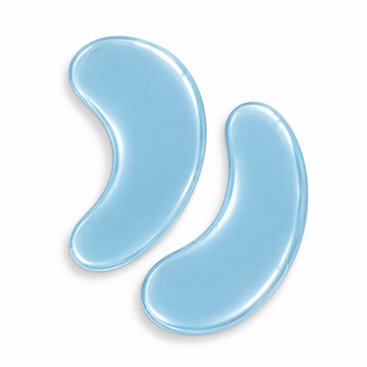 Blue hydrogel under eye patches on white background for private label skincare