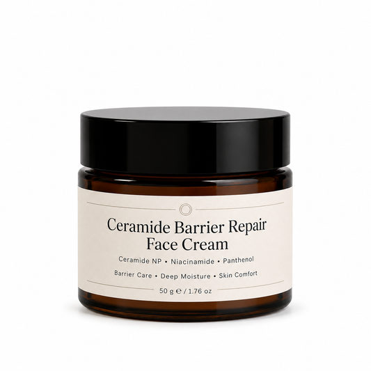 Ceramide barrier repair face cream with niacinamide and panthenol for private label skincare brands