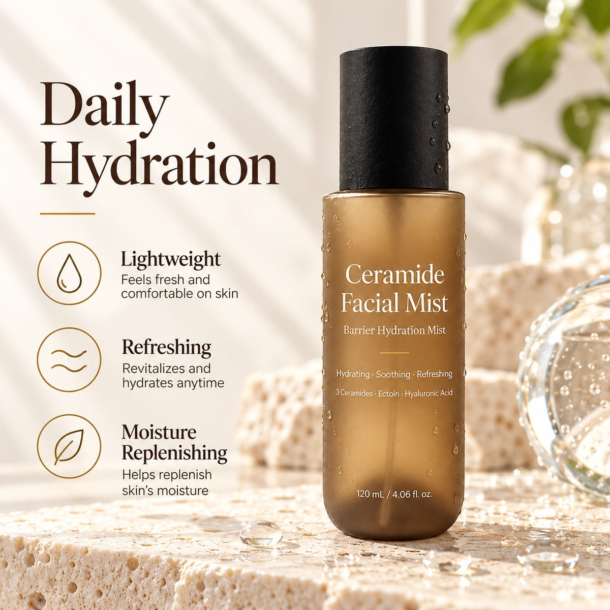 Private Label Ceramide Barrier Hydrating Facial Mist with Ectoin & Panthenol
