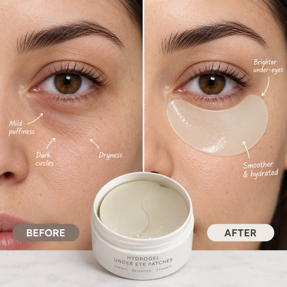 Ceramide Peptide Hydrogel Eye Patches before and after under-eye appearance comparison