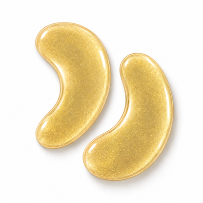 Champagne gold hydrogel under eye patches on white background for private label skincare