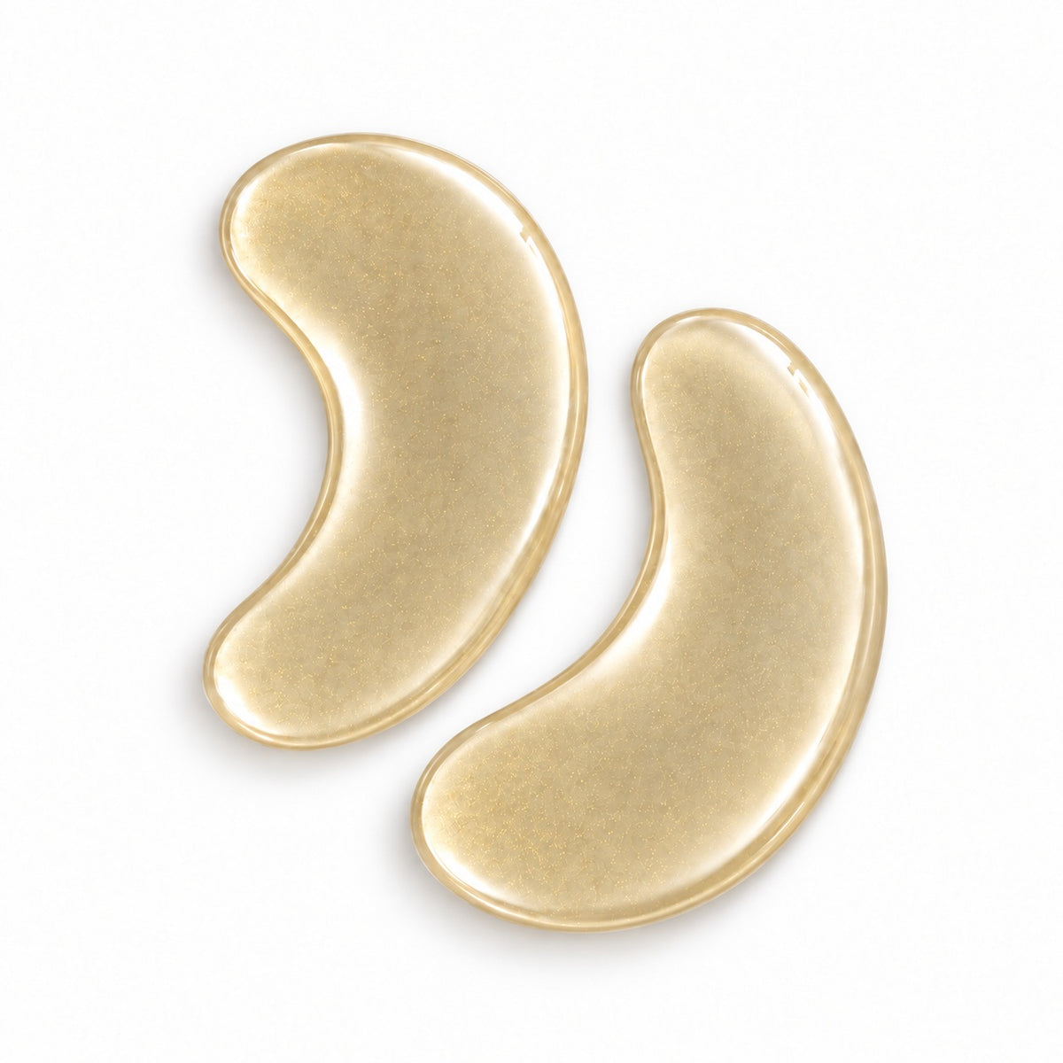 Transparent glitter hydrogel under eye patches on white background