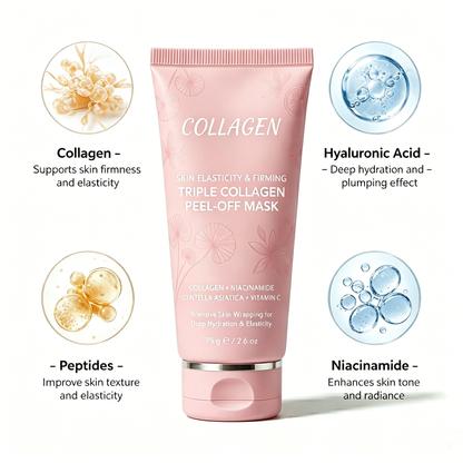 Collagen peel-off mask key ingredients with niacinamide Vitamin C and Centella