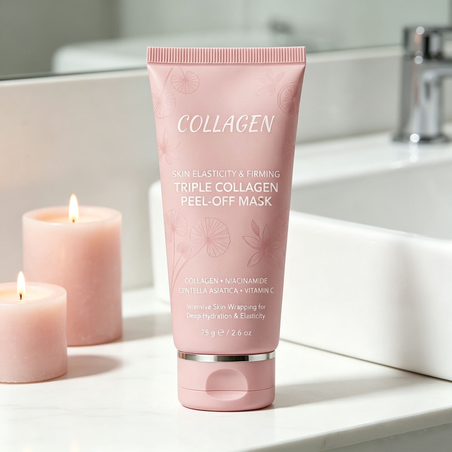 Collagen peel-off mask used in a weekly facial care routine