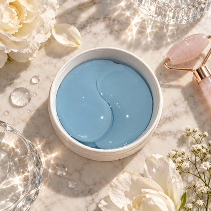 Copper Peptide Retinol Hydrogel Under Eye Patches in a luxury skincare setting
