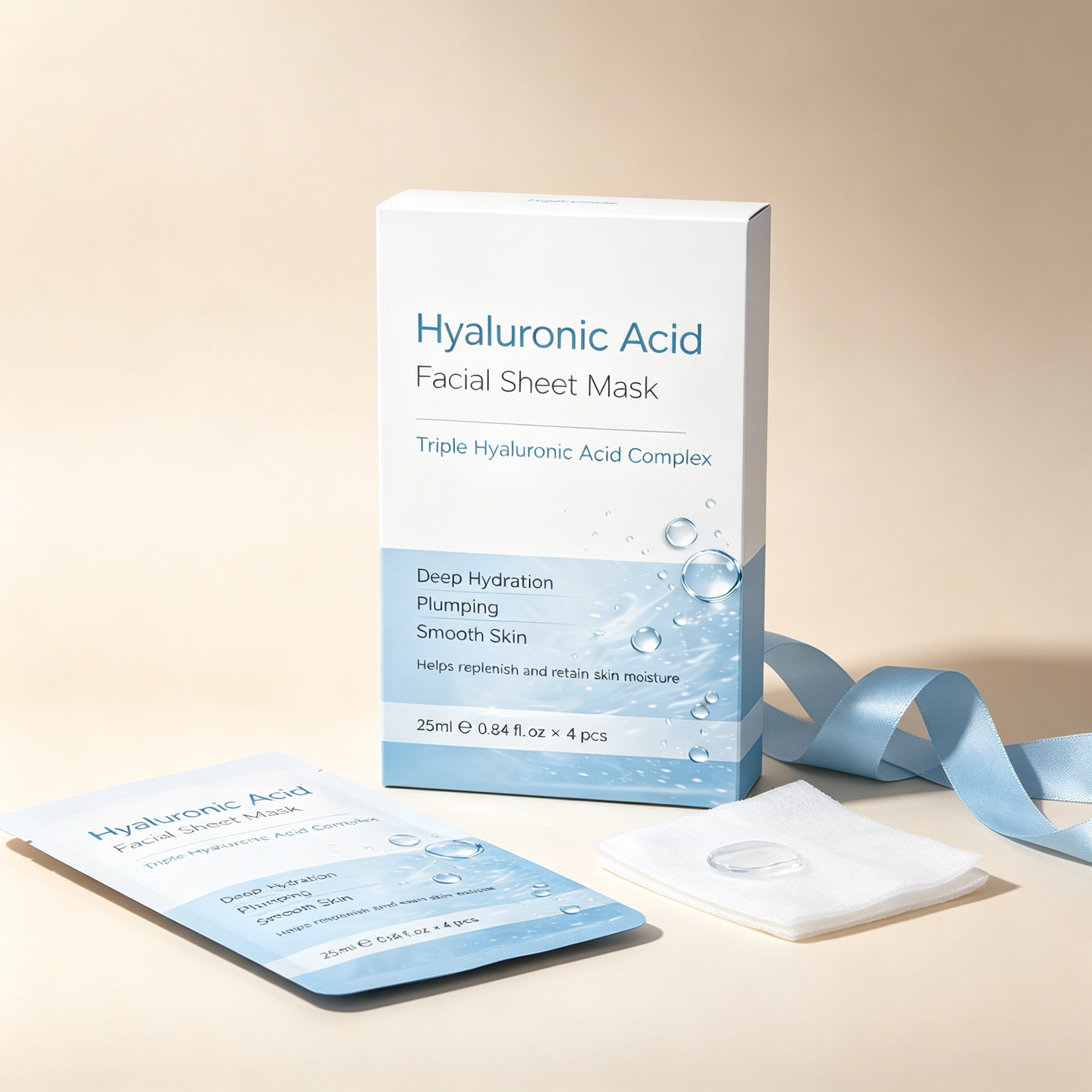 Custom hyaluronic acid facial mask packaging set for skincare brands
