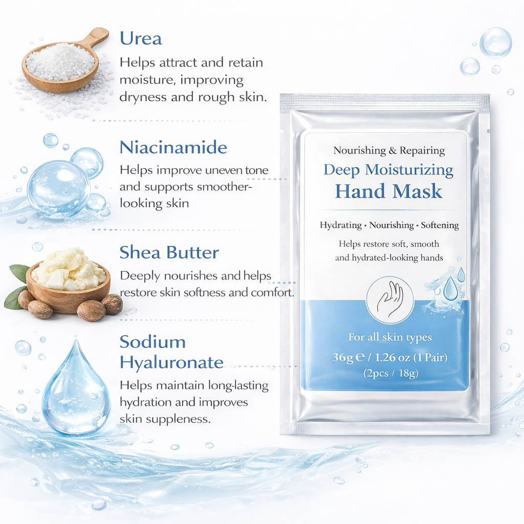 Deep Moisturizing Hand Mask with hyaluronic acid glycerin and shea butter