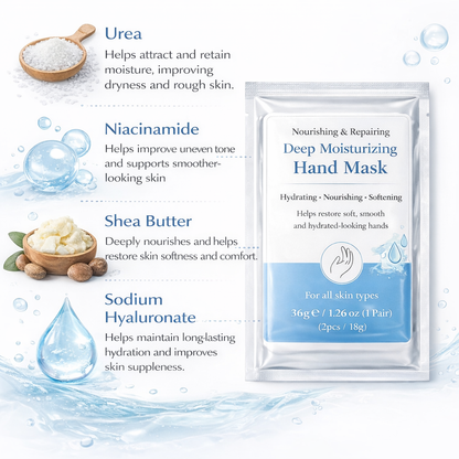 Deep Moisturizing Hand Mask with hyaluronic acid glycerin and shea butter