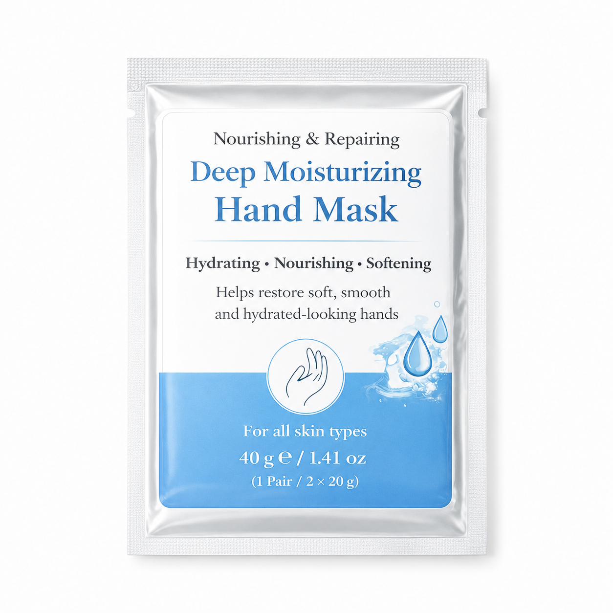 Deep Moisturizing Hand Mask sachet on white background