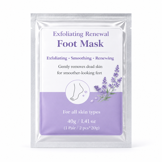Exfoliating Renewal Foot Mask sachet on white background