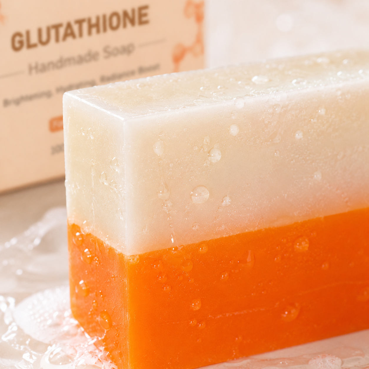 Close-up of soft soap foam texture for a gentle cleansing product concept