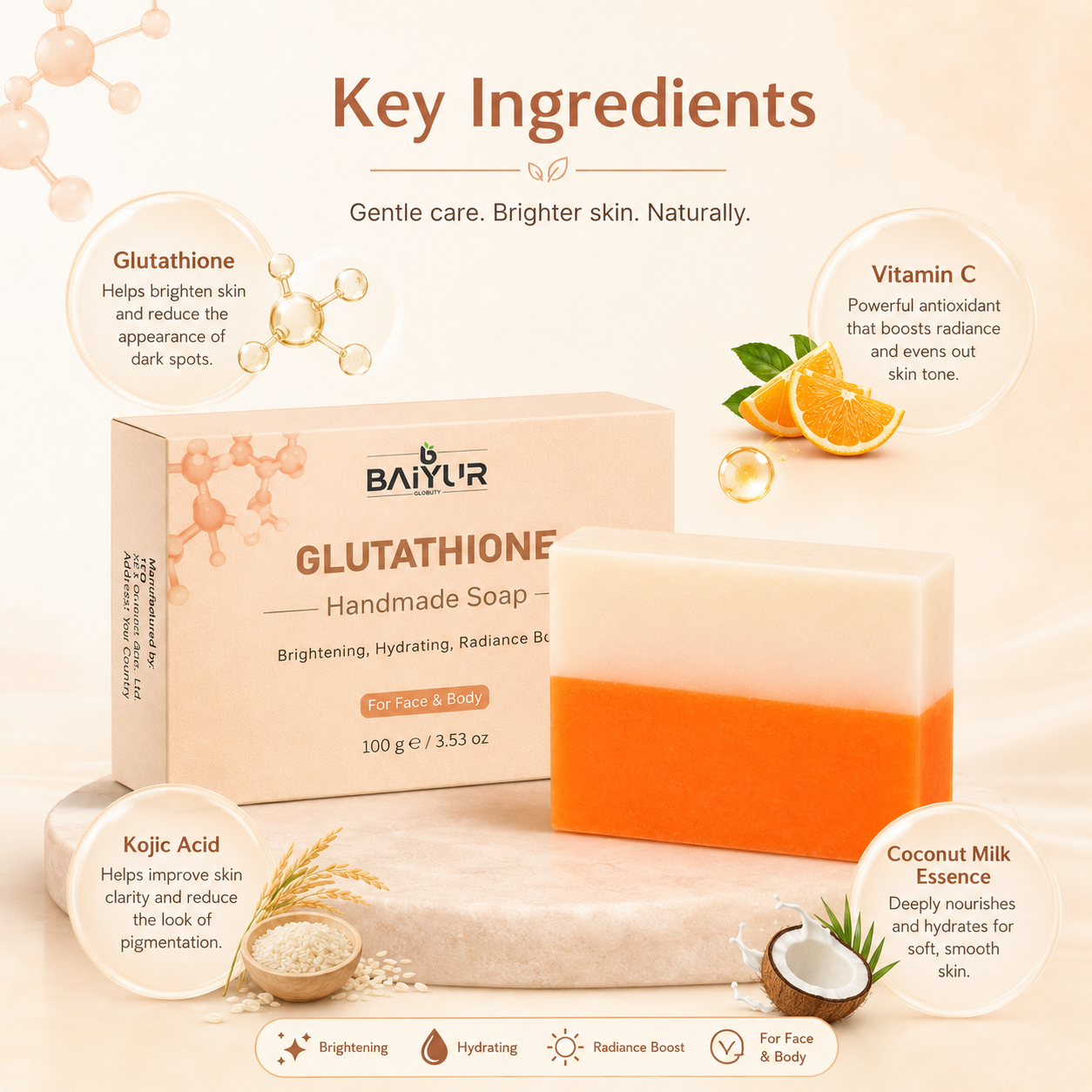 Radiance cleansing soap concept for smoother and fresher-looking skin appearance