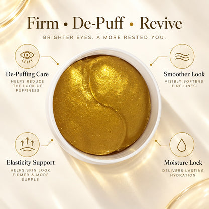 Gold Hydrogel Eye Patches designed to moisturize, de-puff and revive tired-looking under eyes