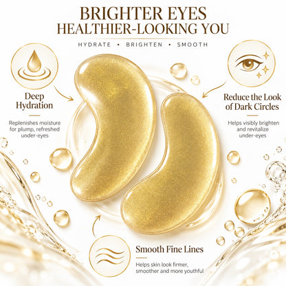 Gold hydrogel eye patches for hydration, brighter-looking under eyes and smoother-looking ski