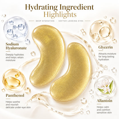 Gold hydrogel eye patches with Sodium Hyaluronate, Glycerin, Panthenol and Allantoin