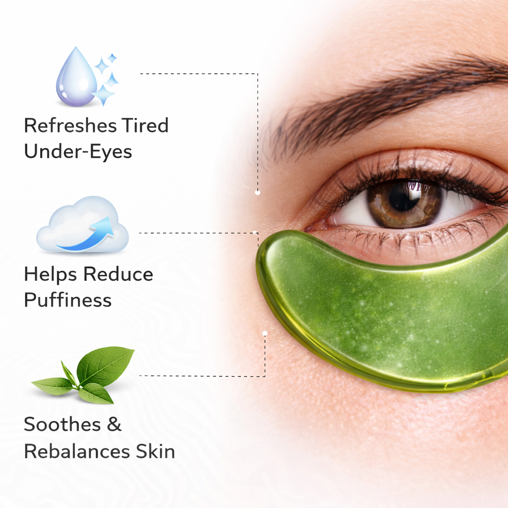 Soothing and cooling green tea under eye patches for tired-looking eyes
