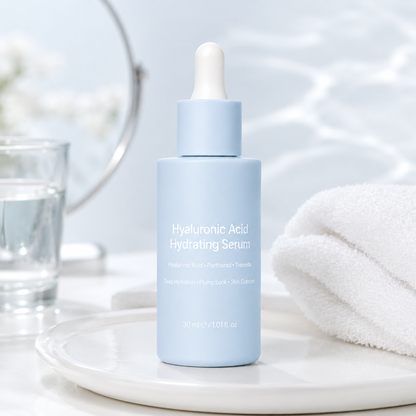 Hyaluronic acid hydrating serum used in daily skincare routine