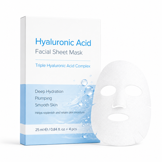 Hyaluronic acid hydrating sheet mask for private label skincare brands