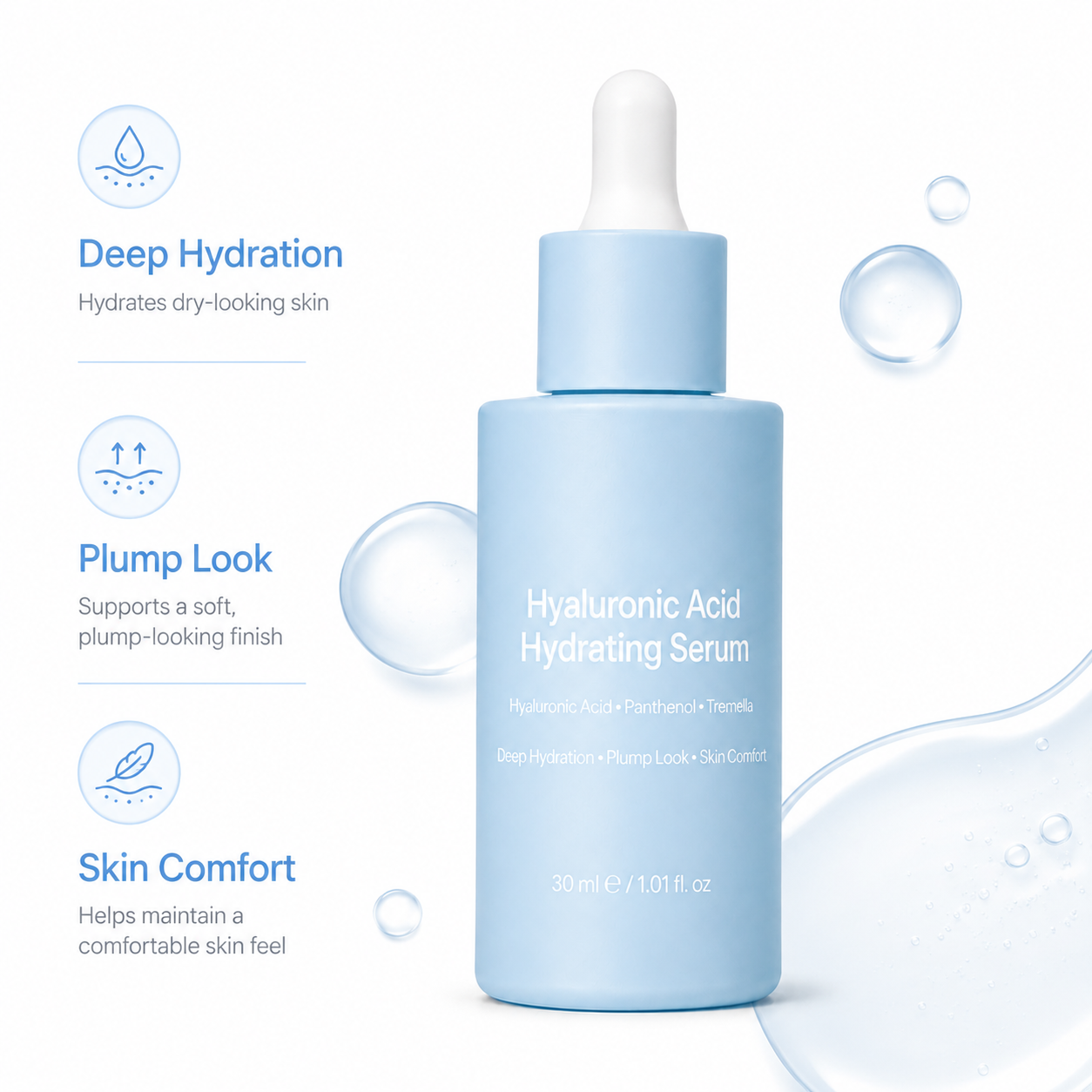 Hyaluronic acid serum benefits for deep hydration and plump-looking skin