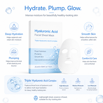Hyaluronic acid sheet mask benefits for deep hydration and plump-looking skin