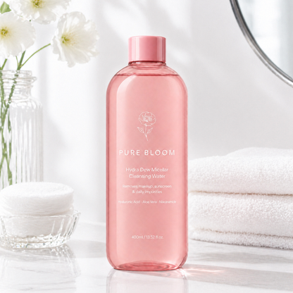 Micellar cleansing water used in a daily facial cleansing routine