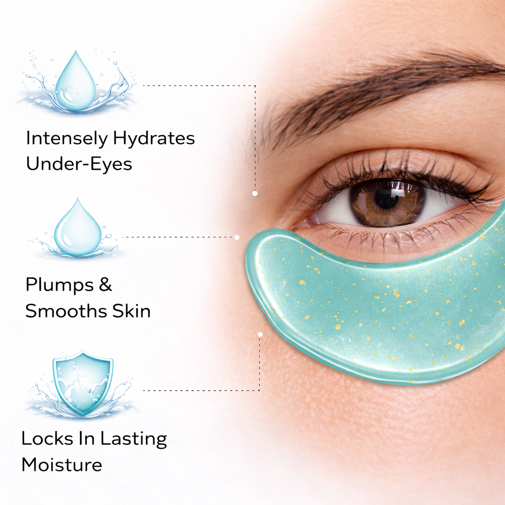 Hydrating hyaluronic acid under eye patches for dry and tired-looking eyes