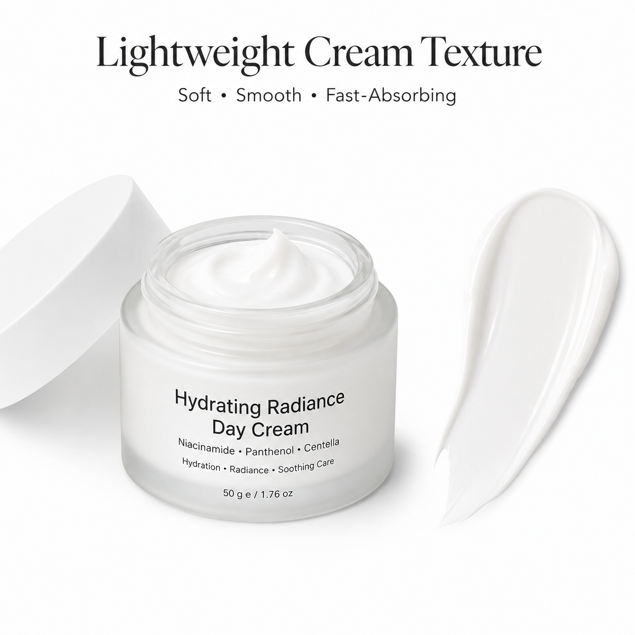 Lightweight non-greasy day cream texture for daily facial moisturizer