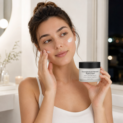Overnight night cream used as the last step of evening skincare routine