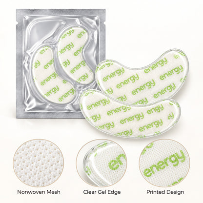 Printed nonwoven hydrogel eye patch with clear gel edge and mesh texture